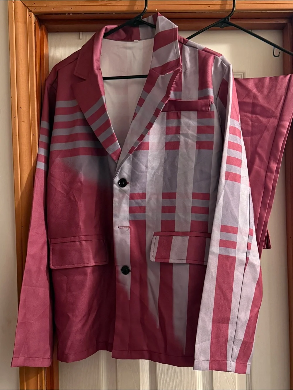 Mens Pink Plaid Blazer Jacket